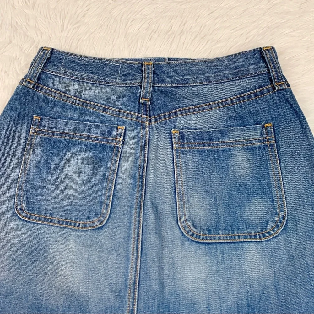 Rag &‎ bone Santa Cruz denim pencil skirt button front released raw hem